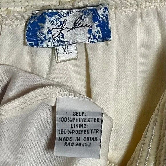 J. Gee Cream Lace Crochet Boho Midi Skirt Elastic Waist XL - Picture 6 of 6